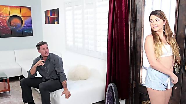 Sexy teen Cali Hayes enjoys copulation with serious businessman