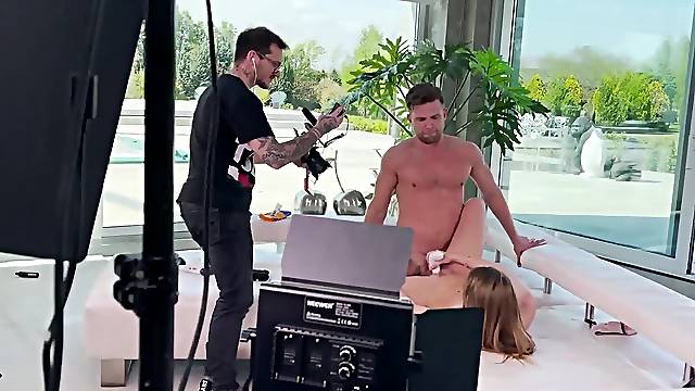 Behind the scenes of porn shoot involving nymph Alexis Crystal