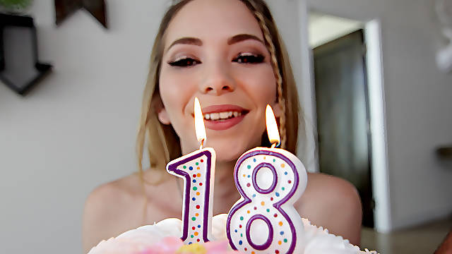 Angel Smalls gets dildo & cock gift for 18th birthday