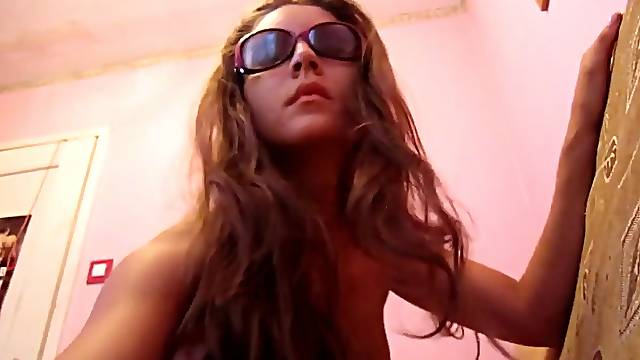 Shy Long-Legged Amateur Girl Undressses In Front Of Webcam