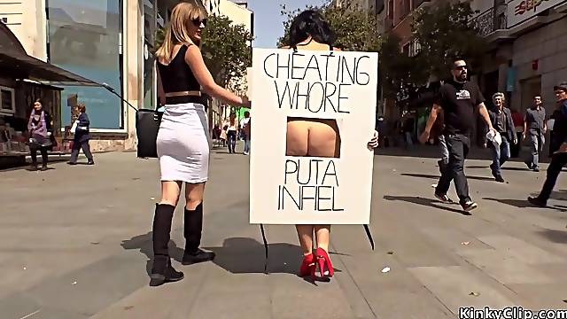 Cheating whore disgraced in public