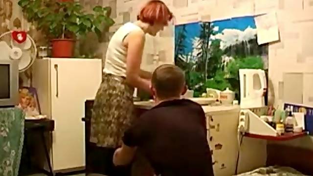 Scrawny redhead granny blowjobs teen guy and makes to fuck her