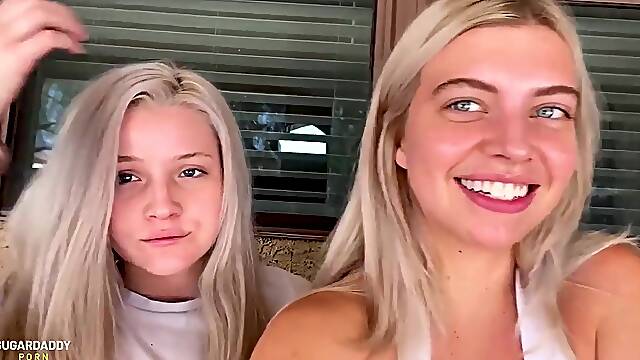 Two sexy blondes suck and fuck sugar daddys big dick - amateur threesome homemade hardcore