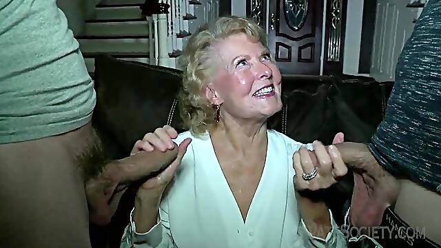 Old Ugly Granny Gets 2 Dicks - amateur handjob and oral sex