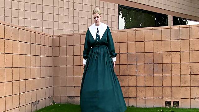Danielle in Old Time Dress Masturbates Outside with Toys!