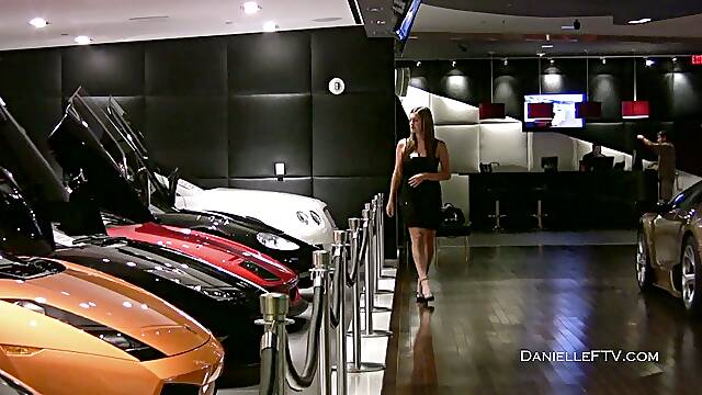 Smoking hot Danielle is acting naughty in Lamorgini saloon
