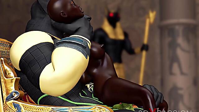 Anubis fucks a young egyptian slave in his temple