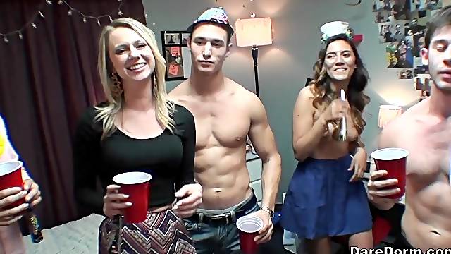 College party hardcore orgy started by a cute brunette Kaylee Banks