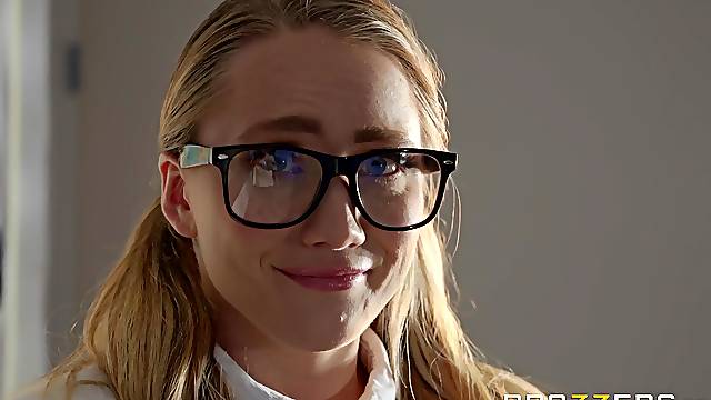 Blonde teen with glasses AJ Applegate punished with an ass fuck