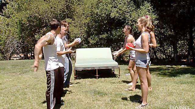 Group of horny friends decide to surprise Lyla Storm with group sex