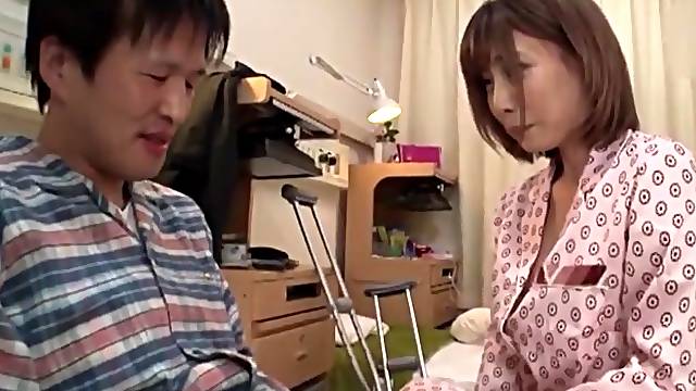 Clothed sex with Japanese Rui Hasegawa giving a blowjob - HD