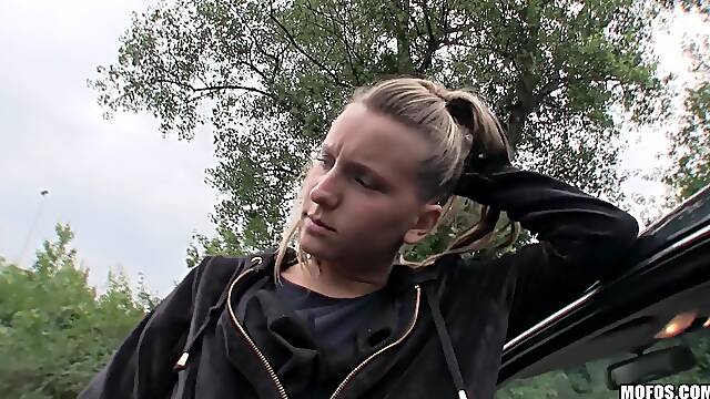 Taken For A Ride - pigtailed blonde Nikol convinced to fuck for few euros