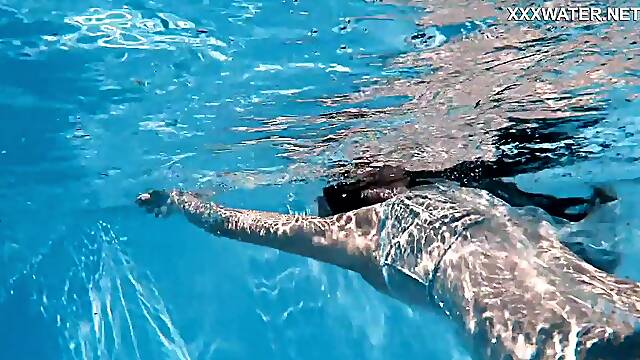 Hungarian tiny slender gal Lana Lelani underwater