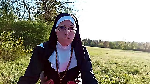 This nun gets her booty filled with cum previous to that babe goes to church !!
