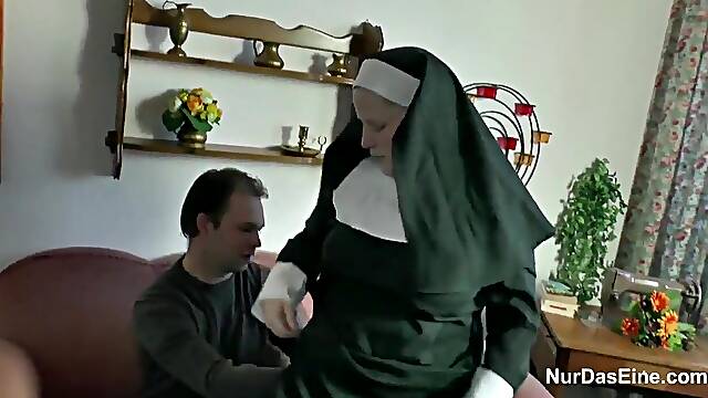 German Youthful Male entice Granny Nun to Bang Him