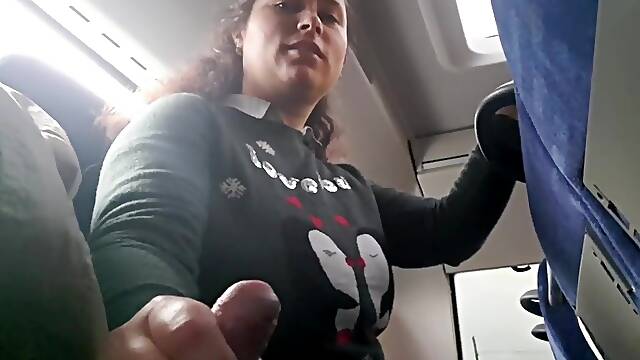 Voyeur seduces Mother I'd Like To Fuck to Suck&Jerk his Ramrod in Bus