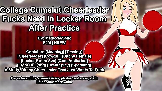 College Cumslut Cheerleader Screws Nerd In Locker Room After Practice (Erotic Audio)