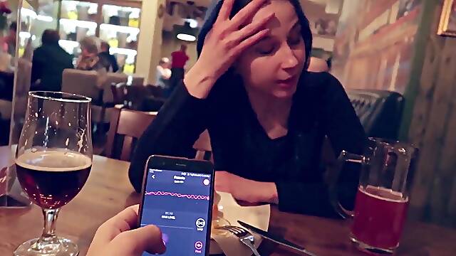 I took control of my stepsisters sex toy in the bar and brought her to climax.