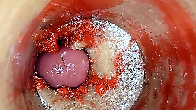 Camera Inside Unfathomable Twat Captures Large dose Cumshot of Goo ASMR