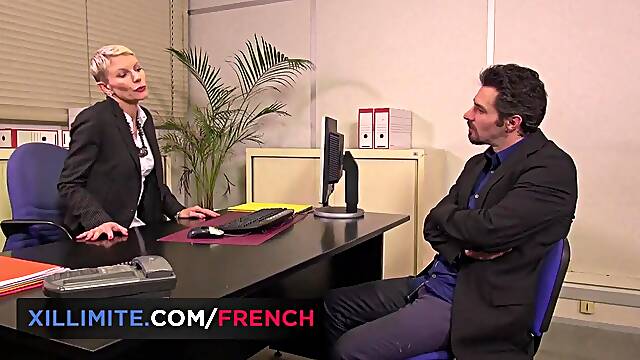 French older gets screwed in the butt in the office