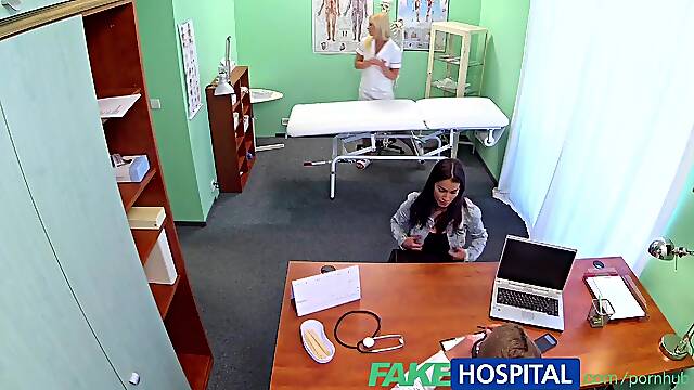 Fake Hospital Breasty gorgeous patient has her large tits oiled and examine