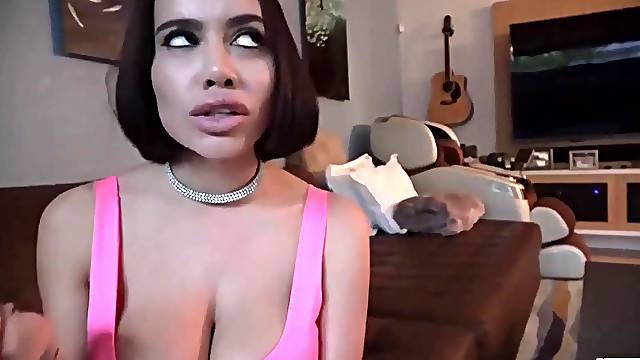 Breasty brunette hair, Victoria June is sucking her lovers ramrod in advance of getting screwed from the back