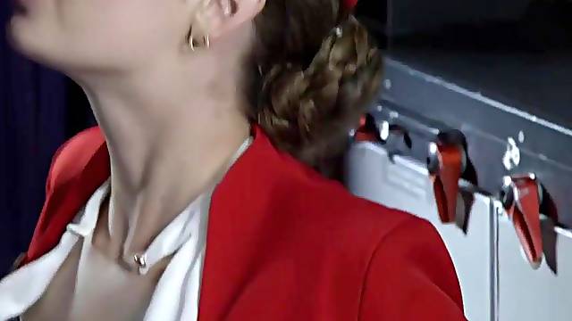 Hawt flight attendant, Elena Koshka is having casual sex during the flight and enjoying it a lot