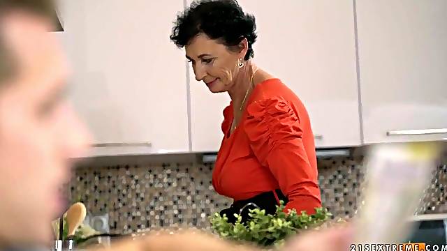 Granny maid Pixie takes a facial ejaculation