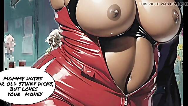 Black Mistresse And Rich Old Cuckolds. Comic Animation.Toon