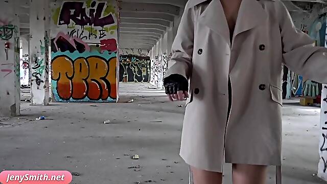 Sexy hotty caught stripped in old building