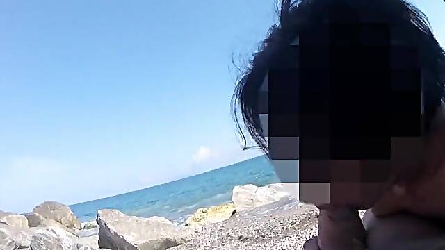 French Mother Id Like To Fuck Gives Amateur Blow Job on Public Exposed Beach to stranger