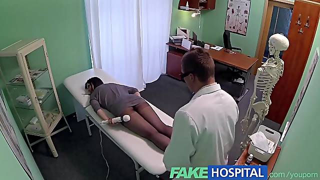 FakeHospital Hidden cameras catch female patient using massage tool for an agonorgasmos