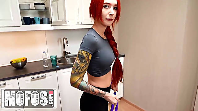 Tattooed Redhead Purple Bitch Gets Her elastic bum banged