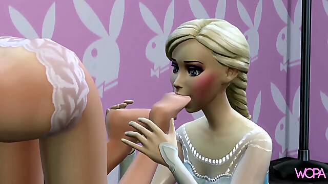 Frozen - Elsa and Anna fondling in the bedroom