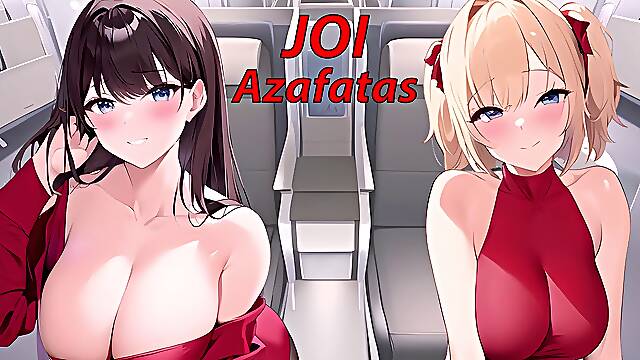 JOI manga porn con las azafatas en el avión. En español.