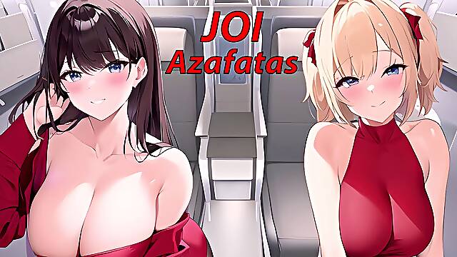 Spanish JOI anime porn on a plane with the air hostess.