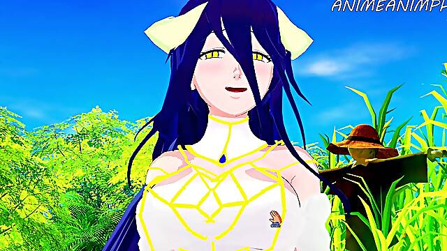Overlord hentai: Albedo satisfies You With Her facehole