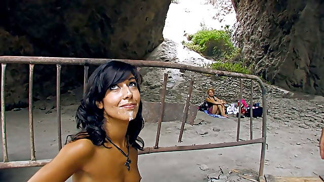 Pierced pussy gets outdoor anal fuck and cum on face