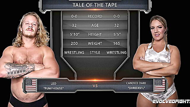  Candice Dare vs Leo Pumphouse - Intense Mixed Wrestling Match Ends In A Creampie