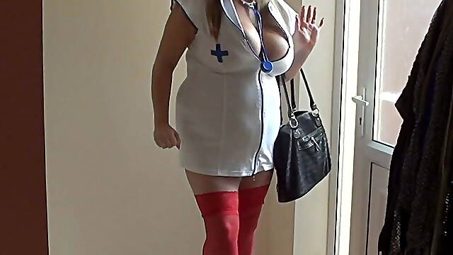 Huge heavy tits British BBW Nurse