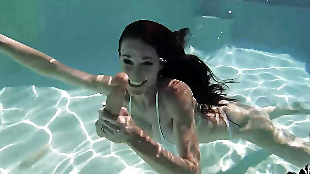 Brunette MILF Sofie Marie Dives In Pool To Play With Dildos