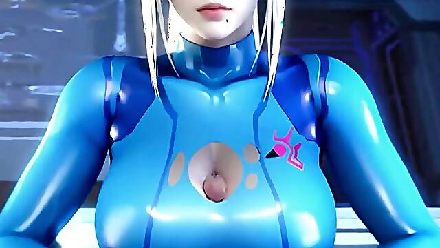 Metroid Samus Aran cosplay Titjob Uncensored Hentai AI generated