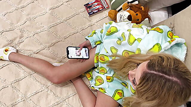 Ms Avocado and Mr Shorts Cock teasing of a hot blonde cheating wife at home in pyjamas