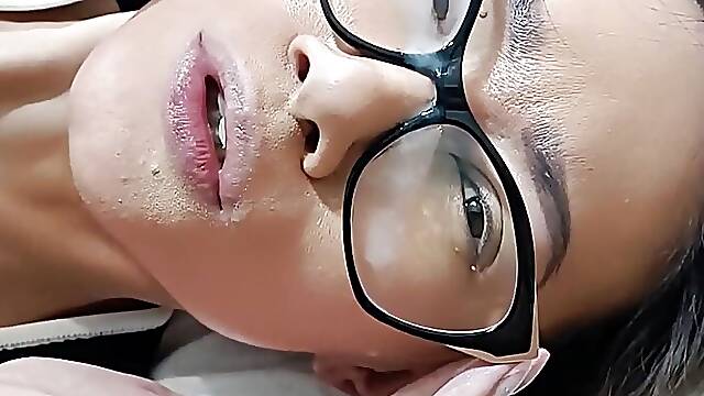 Bespectacled Nymphomaniac Stepmommy Fucked in All Her Holes and Savoury Cum on Her Glasses