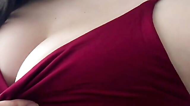 Selfie Mirror Striptease Red Dress Black Lace Thong Panties Teasing Mia Nyx