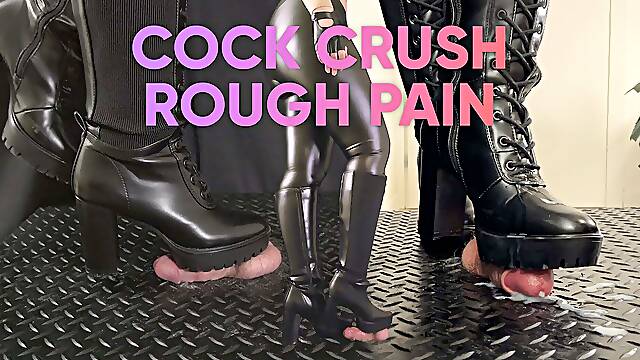 Cock Crush Rough Pain in Black Heels Boots - Ball Stomping, Bootjob, Shoejob, Ballbusting, CBT,...