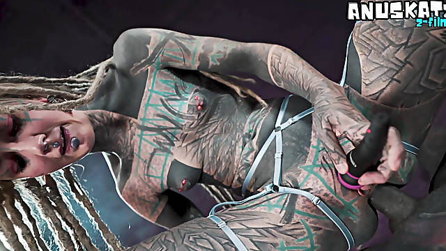 Inked-up Pierced Slut Deep Throat and Ass Pounding