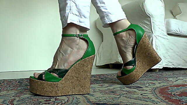 Wedge-heel Sandal Fashion Show for You! Cum in Your Pants! Lady Victoria Valente