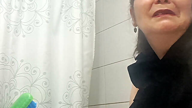 Mom Imagines Having Secret Sex with Him in the Bathroom.