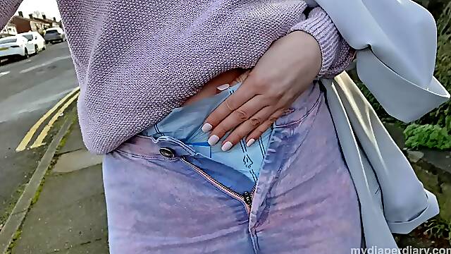 Molicare jeans diaper flashing on the estate